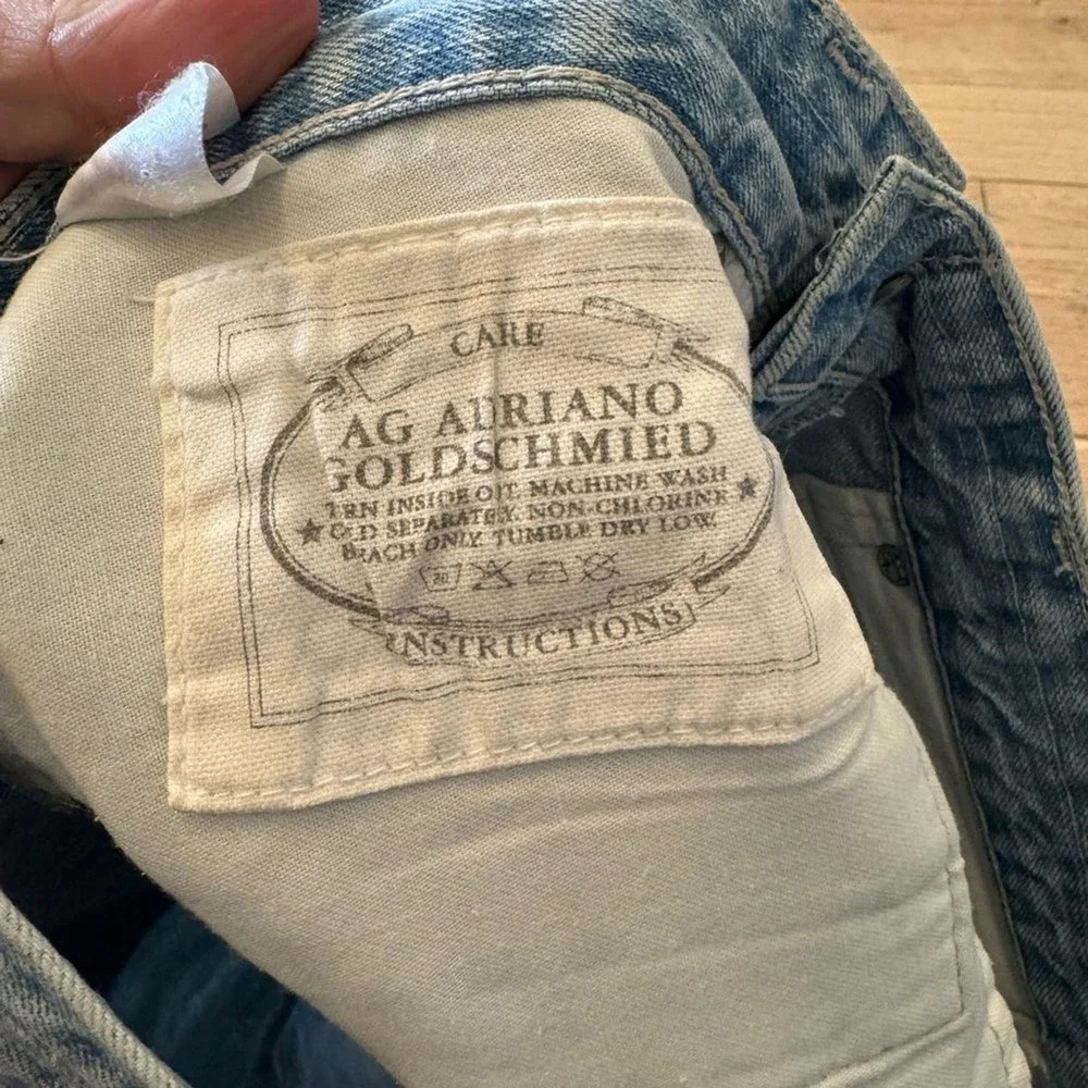 AG Adriano Goldschmied Box Skirt Distressed Denim Mini Skirt Light Wash 27 (941)